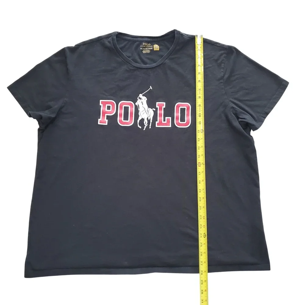 Polo Ralph Lauren Mens XXL Black Big Pony Graphic T-Shirt Red Varsity Logo